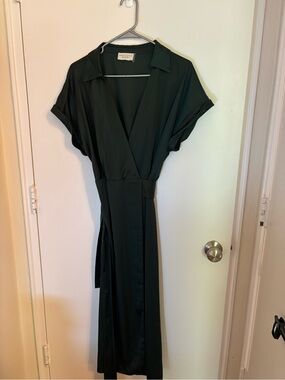 Dress Forum Emerald Green Midi Wrap Dress